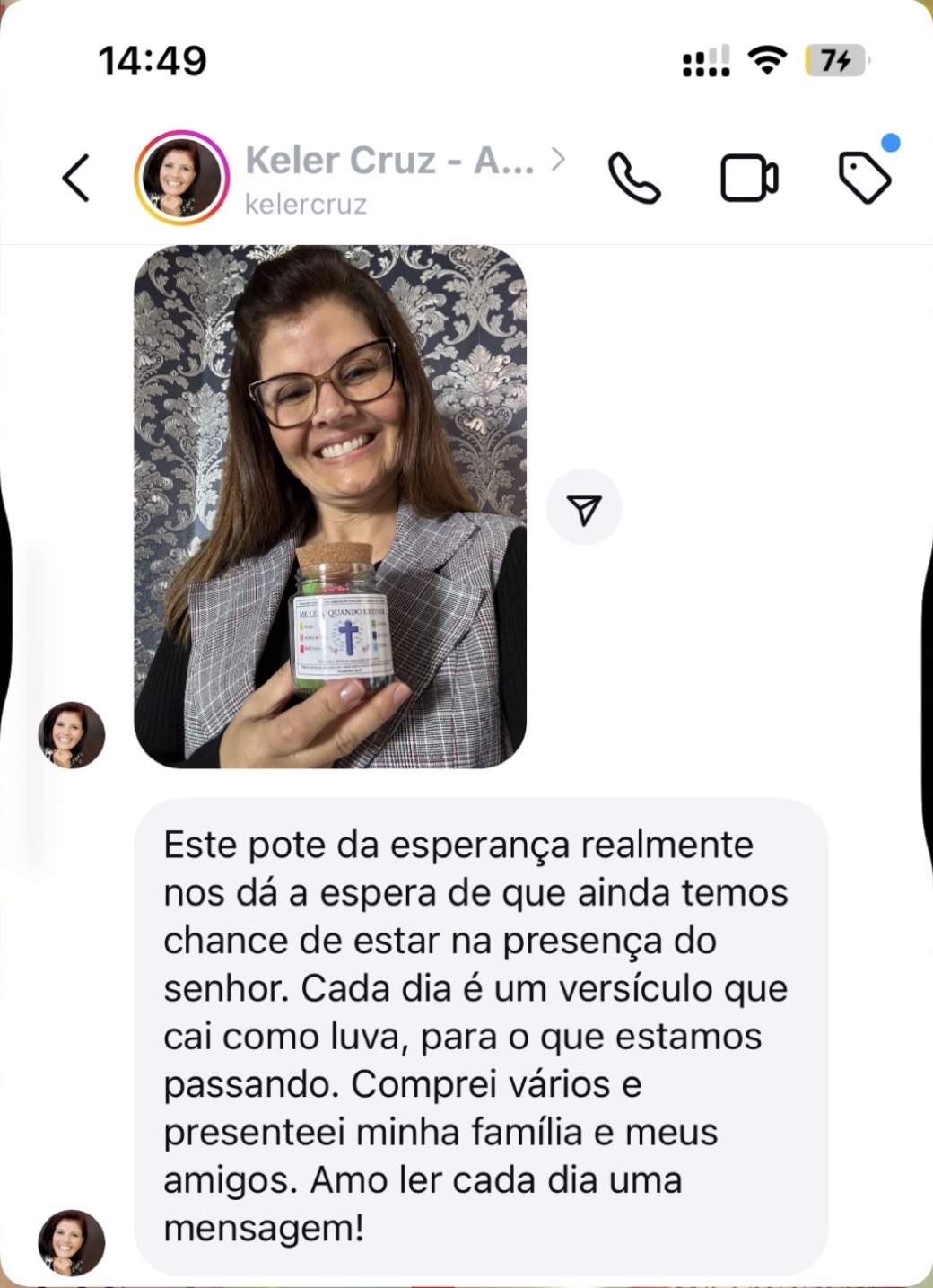 Depoimento de cliente sobre o potinho